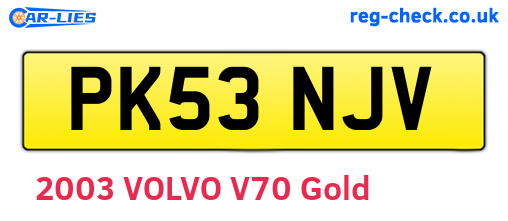 PK53NJV are the vehicle registration plates.