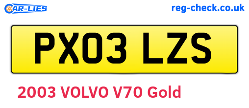 PX03LZS are the vehicle registration plates.