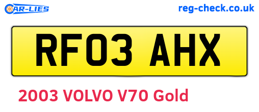 RF03AHX are the vehicle registration plates.