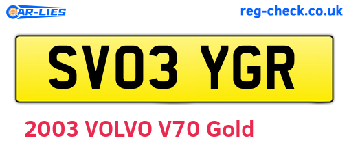 SV03YGR are the vehicle registration plates.