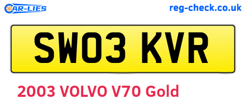 SW03KVR are the vehicle registration plates.