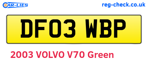 DF03WBP are the vehicle registration plates.