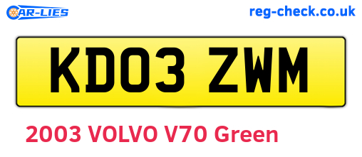 KD03ZWM are the vehicle registration plates.