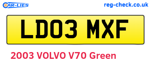 LD03MXF are the vehicle registration plates.