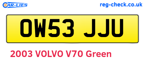 OW53JJU are the vehicle registration plates.