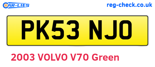 PK53NJO are the vehicle registration plates.
