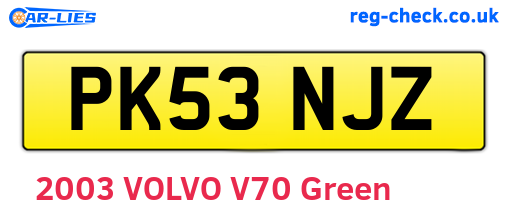 PK53NJZ are the vehicle registration plates.