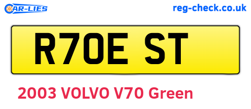 R70EST are the vehicle registration plates.