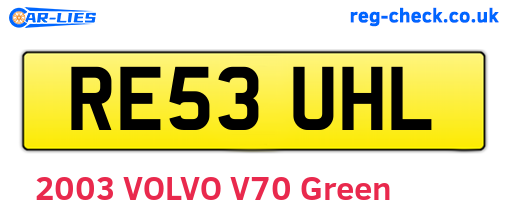 RE53UHL are the vehicle registration plates.