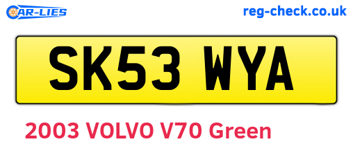 SK53WYA are the vehicle registration plates.