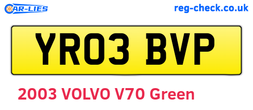 YR03BVP are the vehicle registration plates.