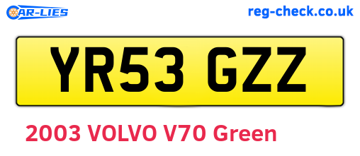 YR53GZZ are the vehicle registration plates.