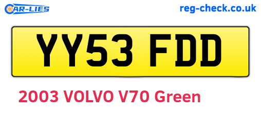YY53FDD are the vehicle registration plates.