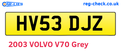 HV53DJZ are the vehicle registration plates.