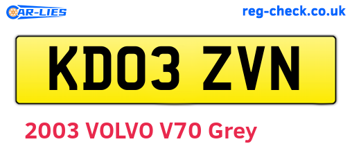 KD03ZVN are the vehicle registration plates.
