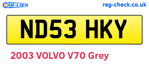 ND53HKY are the vehicle registration plates.