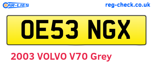 OE53NGX are the vehicle registration plates.