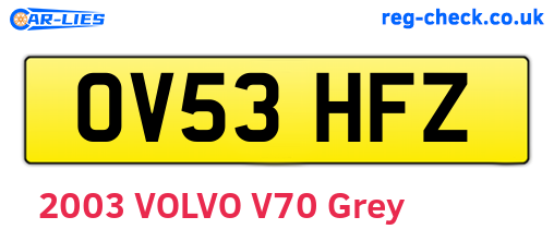 OV53HFZ are the vehicle registration plates.