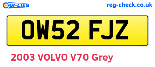 OW52FJZ are the vehicle registration plates.