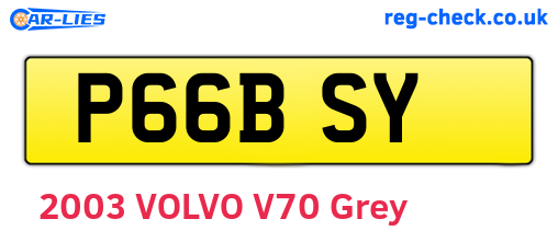 P66BSY are the vehicle registration plates.