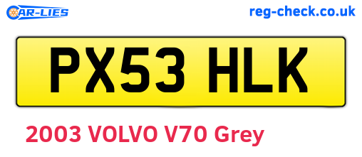 PX53HLK are the vehicle registration plates.