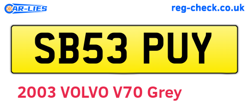 SB53PUY are the vehicle registration plates.