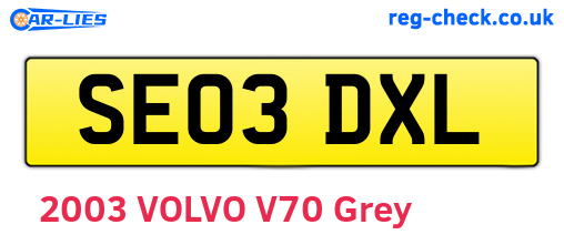 SE03DXL are the vehicle registration plates.