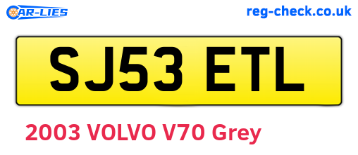 SJ53ETL are the vehicle registration plates.