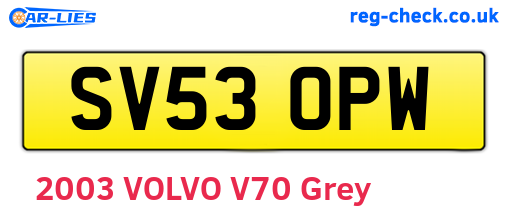 SV53OPW are the vehicle registration plates.