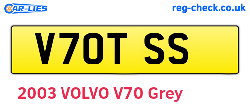 V70TSS are the vehicle registration plates.