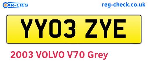 YY03ZYE are the vehicle registration plates.