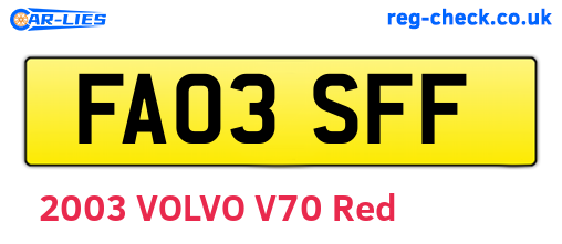 FA03SFF are the vehicle registration plates.