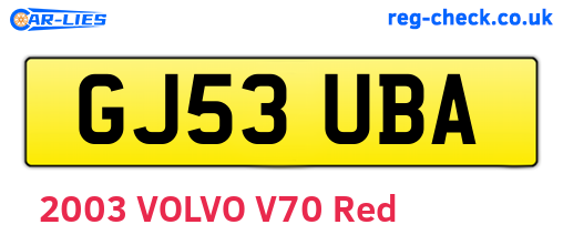 GJ53UBA are the vehicle registration plates.
