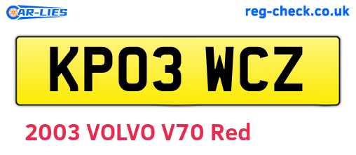 KP03WCZ are the vehicle registration plates.