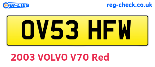 OV53HFW are the vehicle registration plates.
