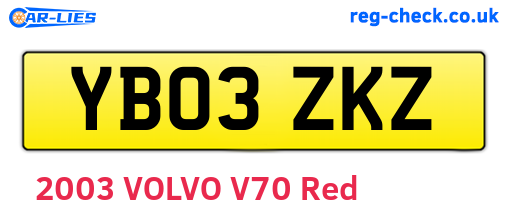 YB03ZKZ are the vehicle registration plates.