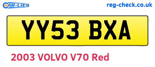 YY53BXA are the vehicle registration plates.