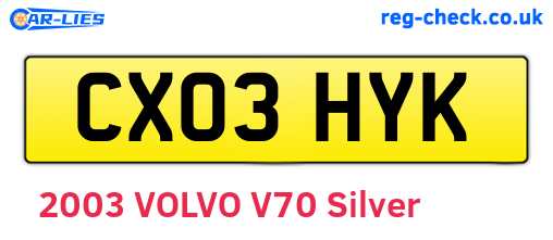 CX03HYK are the vehicle registration plates.
