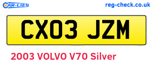 CX03JZM are the vehicle registration plates.