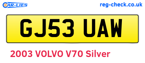 GJ53UAW are the vehicle registration plates.