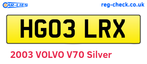 HG03LRX are the vehicle registration plates.