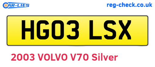 HG03LSX are the vehicle registration plates.