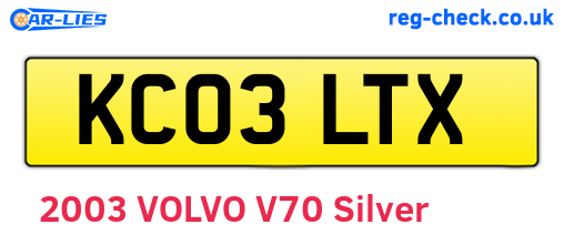 KC03LTX are the vehicle registration plates.