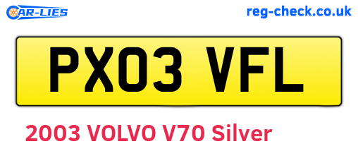 PX03VFL are the vehicle registration plates.