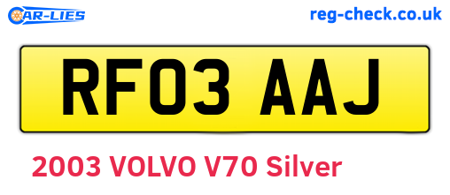 RF03AAJ are the vehicle registration plates.
