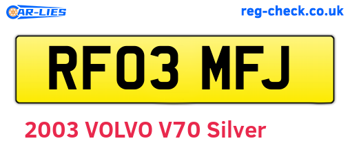 RF03MFJ are the vehicle registration plates.
