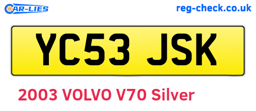 YC53JSK are the vehicle registration plates.