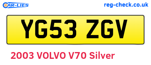 YG53ZGV are the vehicle registration plates.