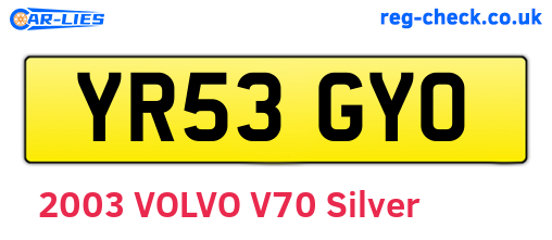 YR53GYO are the vehicle registration plates.