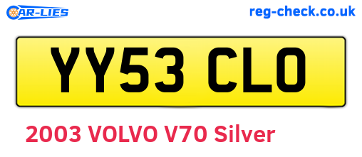 YY53CLO are the vehicle registration plates.